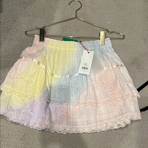 LoveShackFancy Pastel Rainbow Mini Skirt
